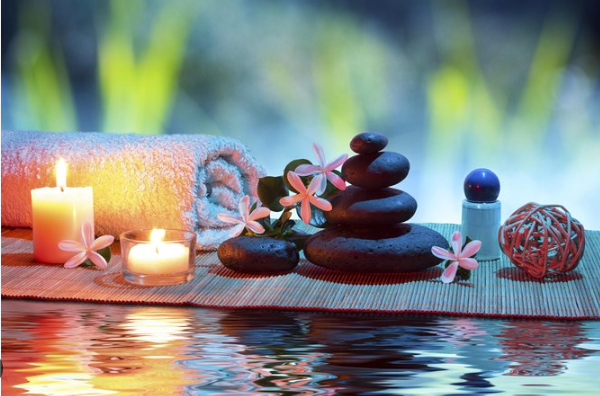 Spa stones and candles